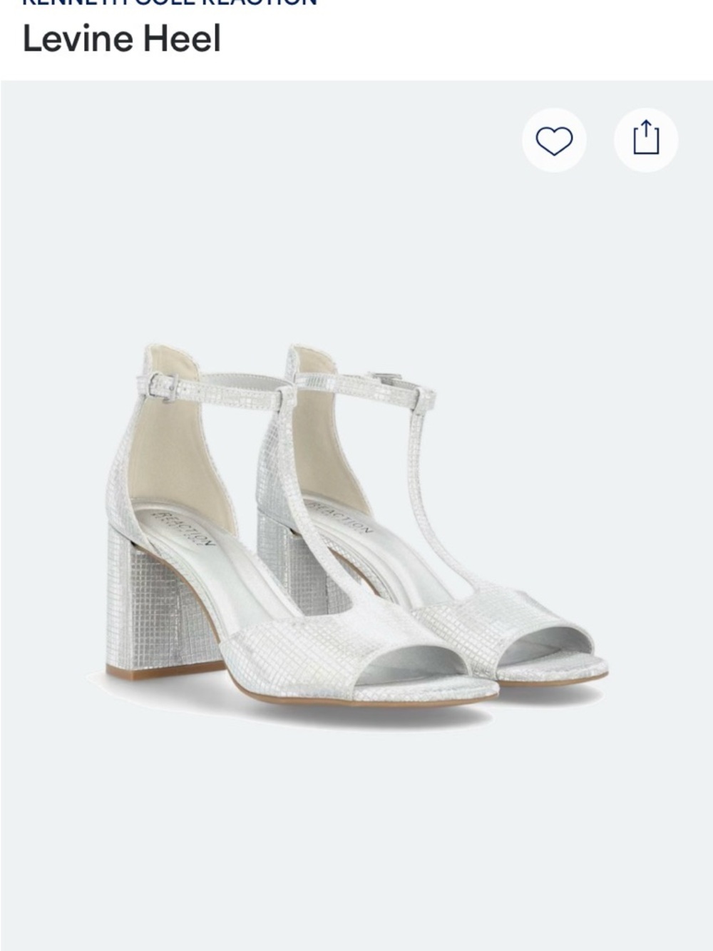 Kenneth Cole Reaction Silver T-Strap Block Heel Sandal